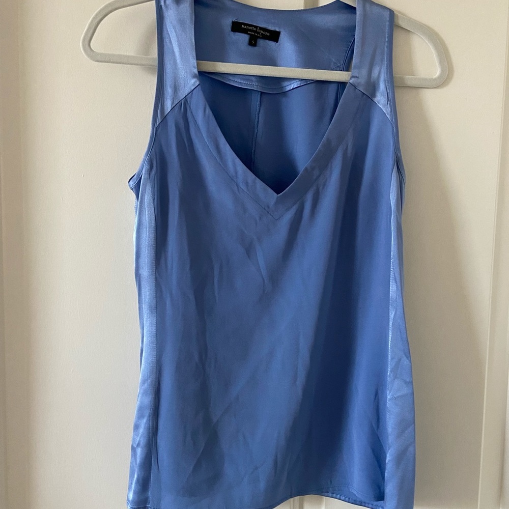 Anthropologie Nanette Lepore Light Blue Silk Blouse Top Size Small